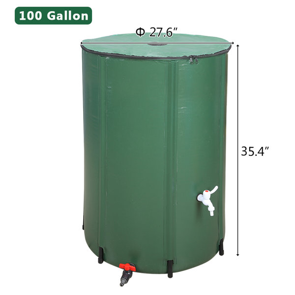 Bonnlo 100 Gallons Gal. Weather Resistant Plastic Foldable Drainable